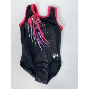 GK Leotard Child‎ XS CXS Black Pink Bling Gymanstics Sleeveless Dance